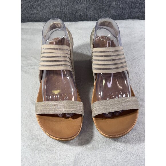 SKECHERS Luxe Foam Gray Cork Wedge Heel Sandals Womens Size 10 - Picture 9 of 16